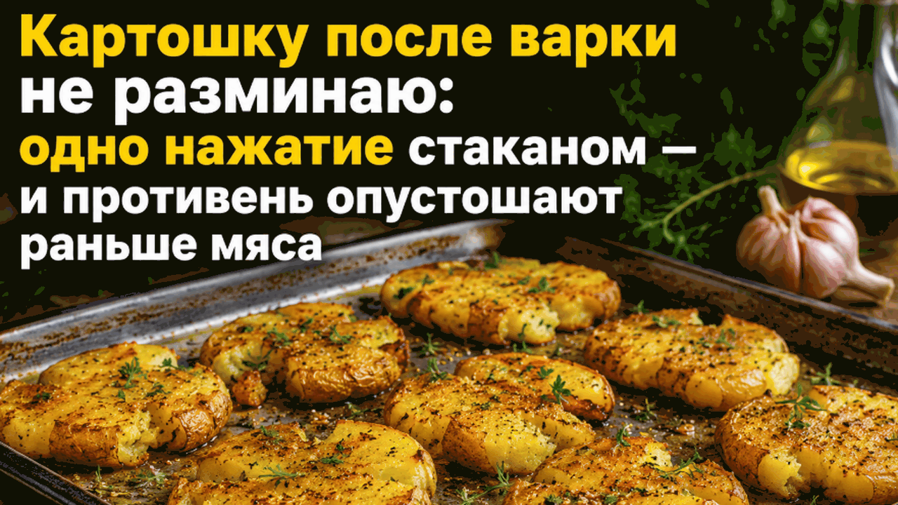 Отварную картошку раздавливаю стаканом и запека...