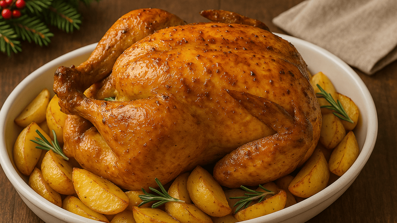 Идеальная курочка к празднику: запекаем целиком с картошечкой и получаем невероятно сочное мясо Запечённая целая курица — это универсальное блю...