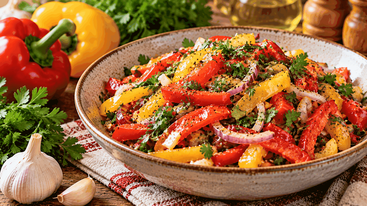 Простой и вкусный салат из запечённого болгарск...