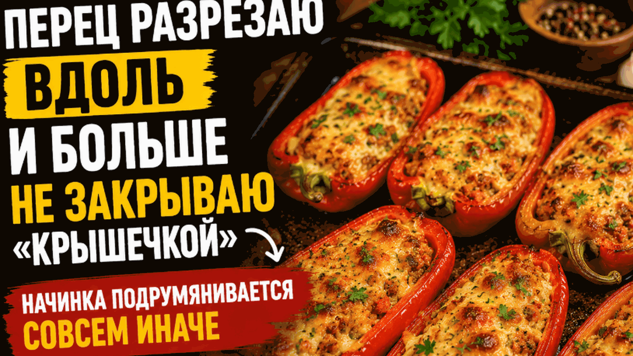 Перец разрезаю вдоль и больше не закрываю «крышечкой»: начинка подрумянивается совсем иначе Фаршированный перец режу вдоль и запекаю открыт...