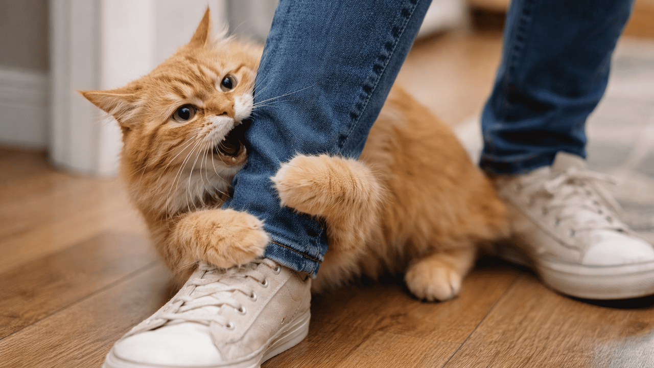 Когда питомец становится агрессивным: из-за чего кошка кусает ноги и как правильно реагировать Кошка внезапно бросается на ноги и кусает без в...