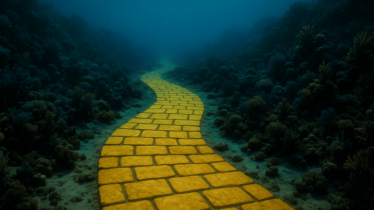 На глубине километра нашли странные плиты: что известно о подводной «дороге из жёлтого кирпича» Подводная камера внезапно зафиксировала на кило...