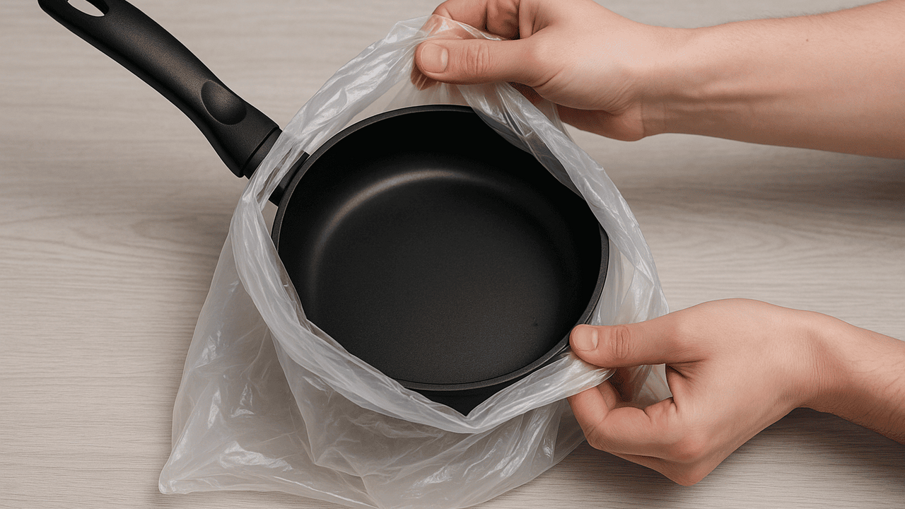 Отражение видно как в зеркале: обычный пакет мгновенно убирает нагар со сковороды Нагар на кухонной посуде — одна из самых частых...