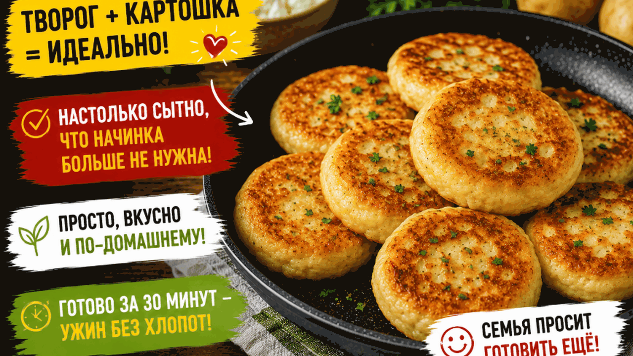 Творог смешиваю с картошкой: лепешки настолько сытные, что начинка уже не нужна Картошку смешиваю с творогом, яйцом и зеленью и...