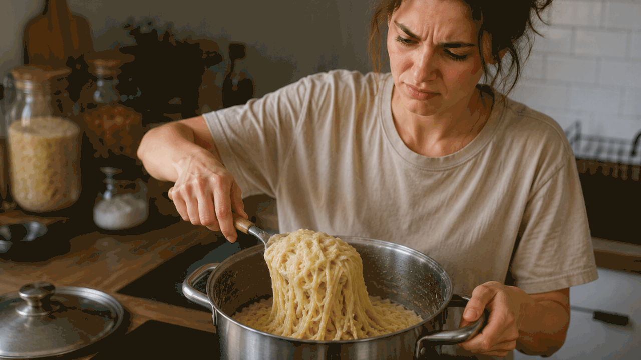 Макароны могут слипаться даже после добавления ...
