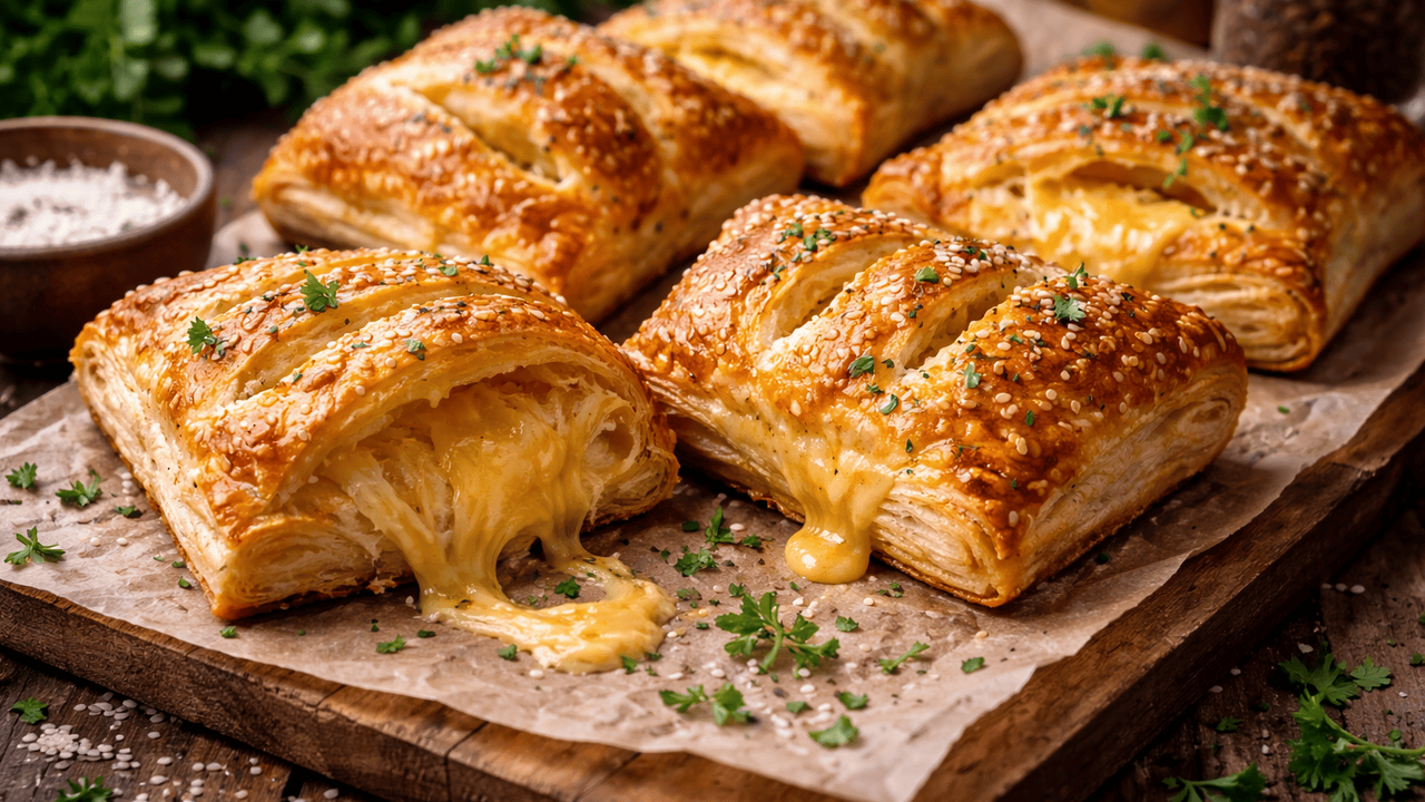 Ароматные слойки с курицей и сыром из слоёного ...