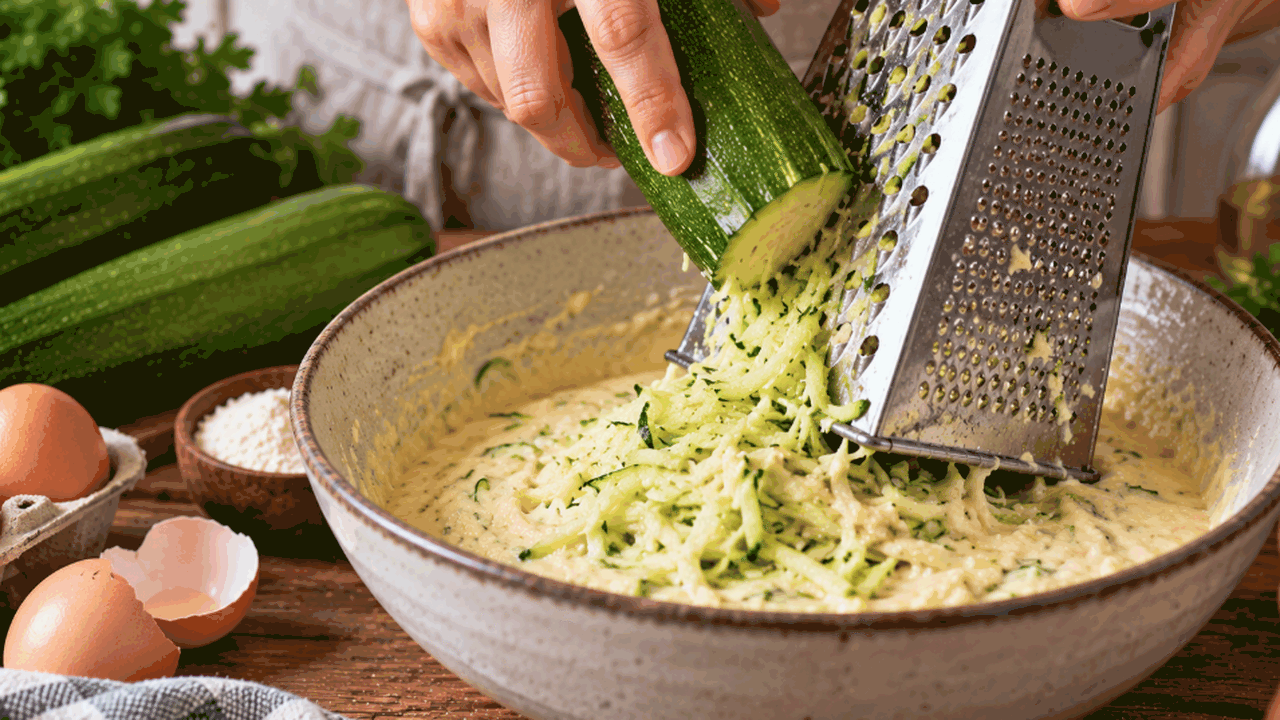 Натертый кабачок можно добавить прямо в тесто д...