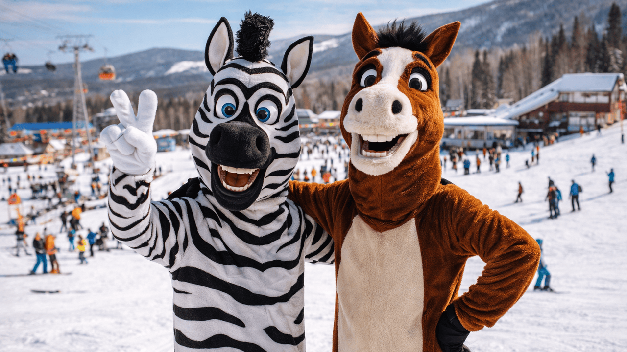 Лошадь и зебра в Шерегеше попали в полицию из-за приставаний к туристам В Шерегеше полиция остановила работу уличных ан...