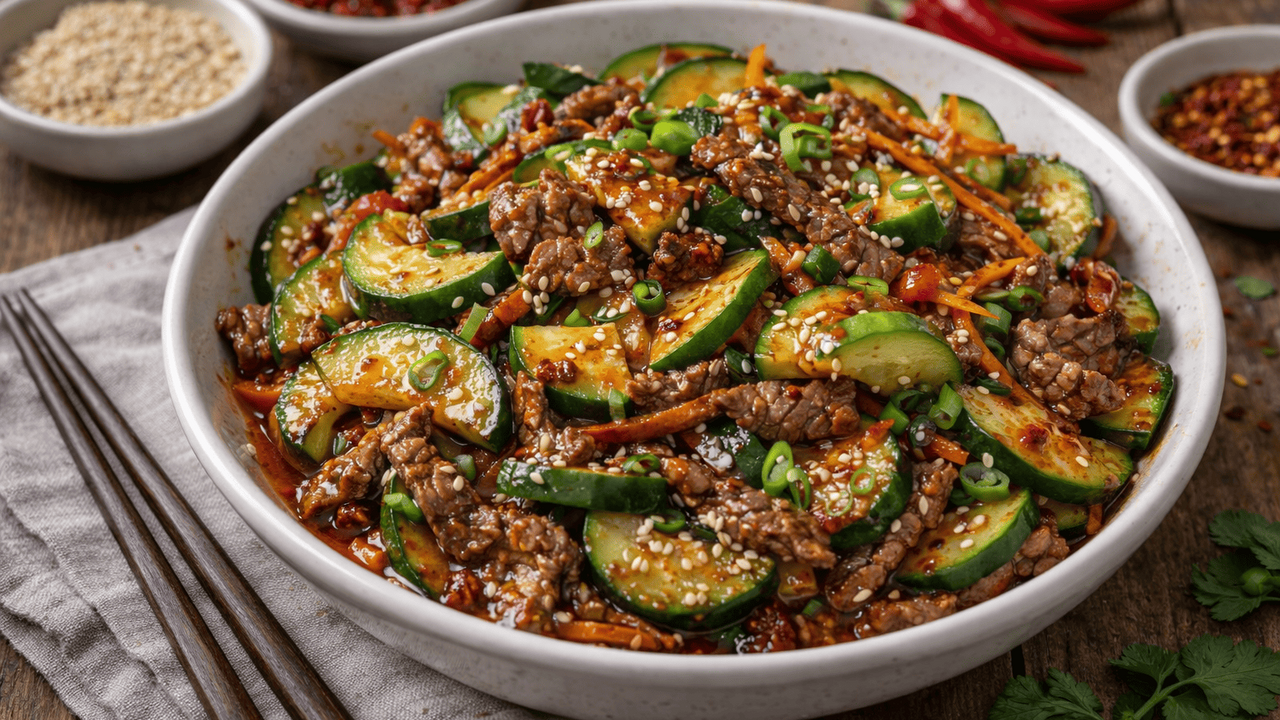 Этот салат из говядины и огурцов на первый взгл...