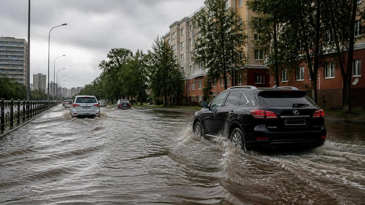 Ливень оставил под водой улицы Казани Сильный ливень в Казани вызвал подтопления на с...