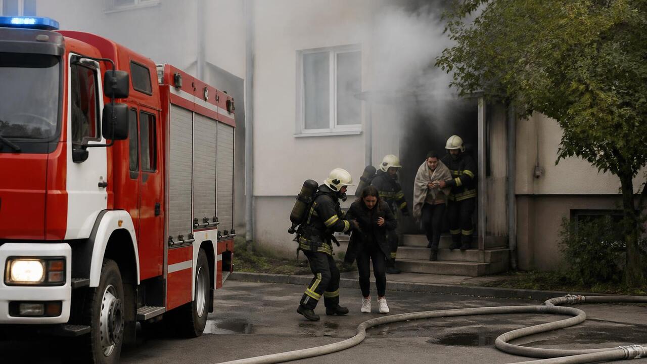 В Альметьевске пожарные спасли двоих детей из горящего подъезда В Альметьевске пожарные спасли двоих детей из г...