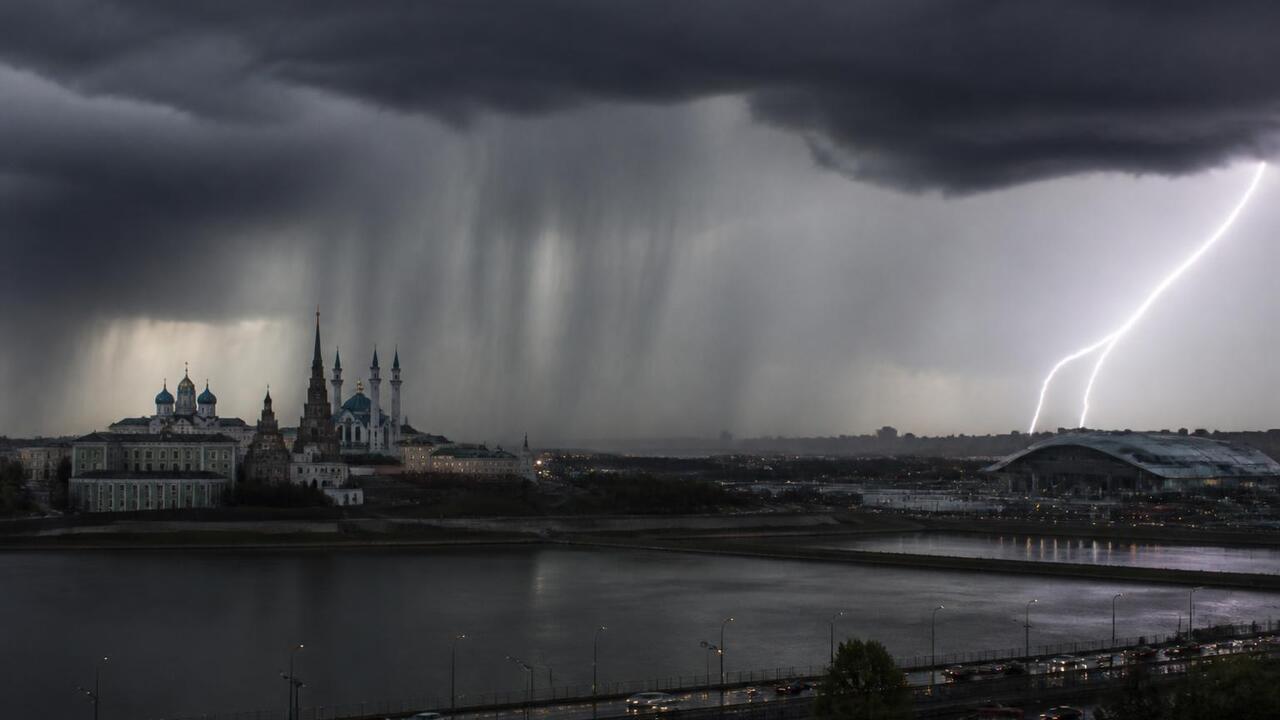 Атмосферный фронт принесет в Татарстан грозы и туман Атмосферный фронт принесет в Татарстан грозы, т...