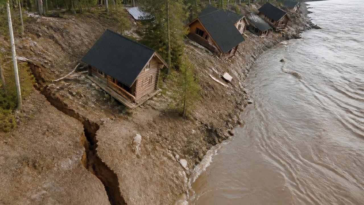 В Камском Устье из-за оползня остановил работу ...