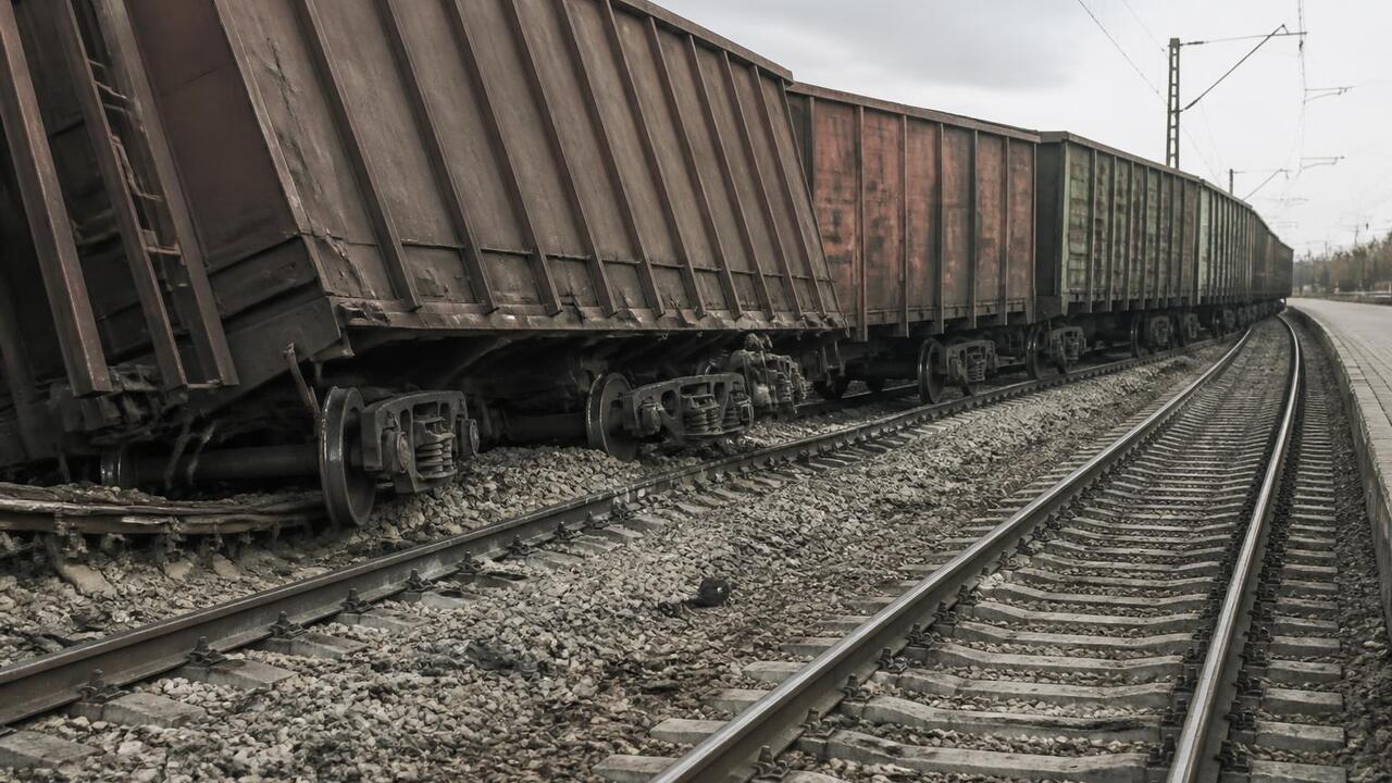 В Татарстане сошли с рельсов четыре вагона грузового поезда На станции Юдино в Татарстане сошли с рельсов ч...