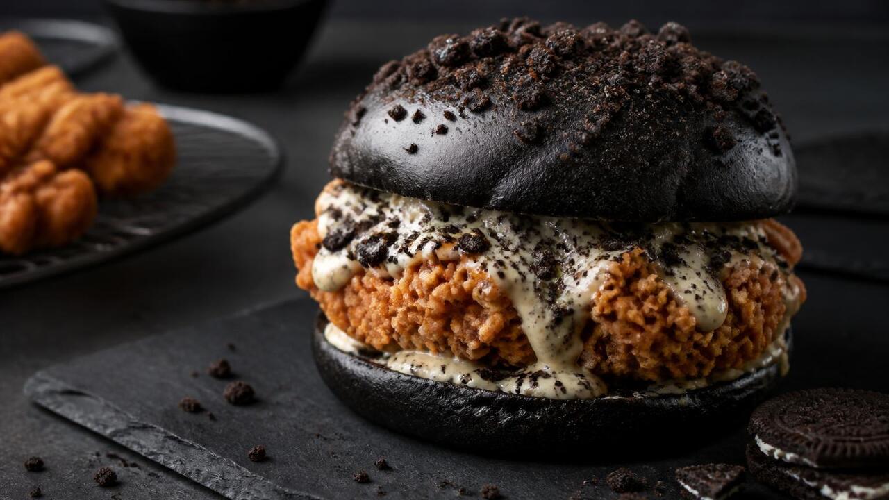 KFC и Oreo выпустили в Китае куриный бургер с шоколадными булочками KFC и Oreo выпустили в Китае куриный бургер с ш...
