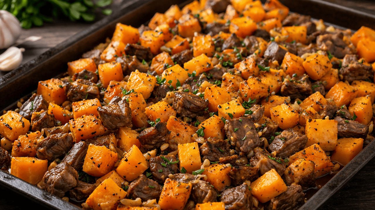 Запечённая тыква с говядиной — это простое на п...