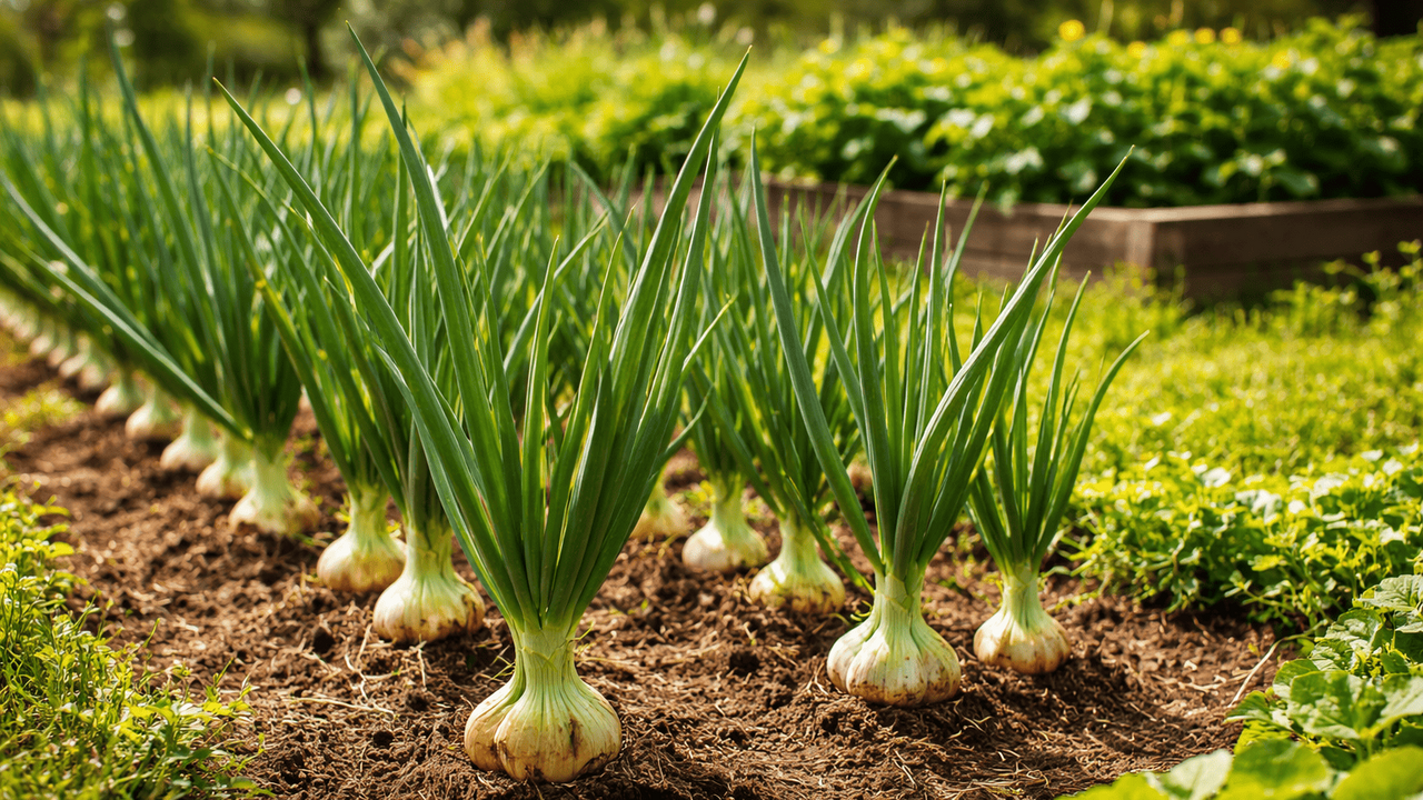 Даже при одинаковом уходе лук и чеснок на сосед...