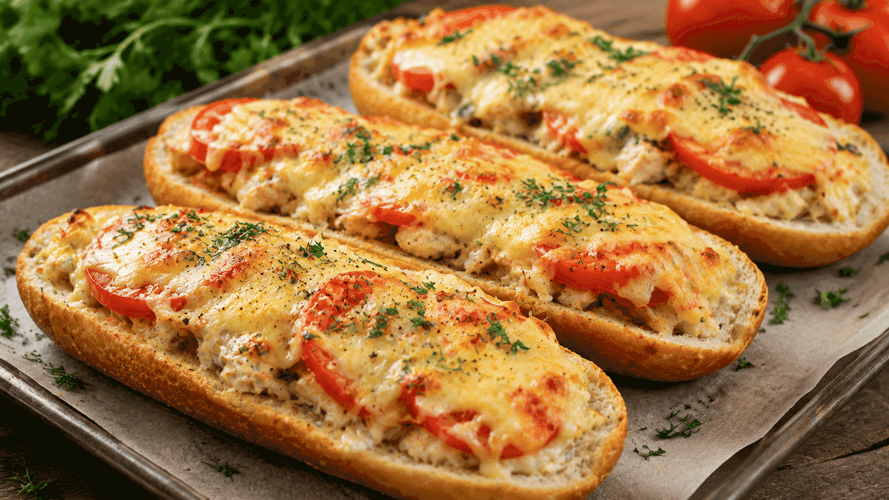 Хрустящий багет с сочной курицей и расплавленны...