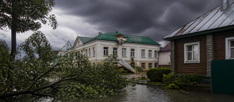 Во время потопа в Татарстане сильный ветер повалил деревья и сорвал крыши домов Сильный ветер и ливень в Татарстане повалили 23...