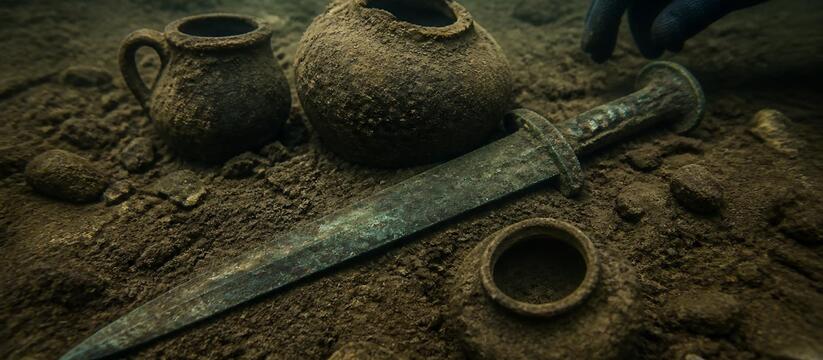 В озере Меццано в Италии нашли бронзовый меч бронзового века Итальянские археологи нашли в озере Меццано бро...