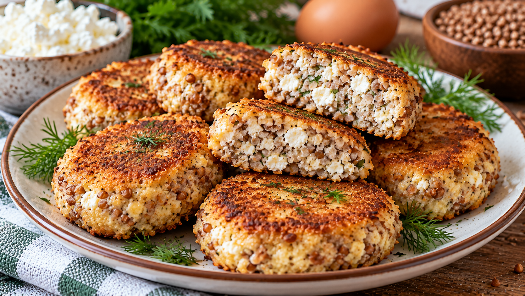 Вчерашнюю гречку смешиваю с творогом и яйцом: получаются необычные котлетки с румяной корочкой